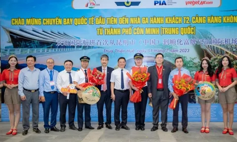 Thừa Thiên Huế đón chuyến bay quốc tế đầu tiên đến Nhà ga T2 - Cảng Hàng không Phú Bài